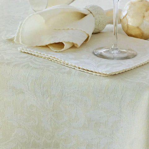Hoydu Damask Embossed Tablecloth 180 x 180 cm Ivory - Wrinkle Free, Elegant Design - SuperSaverAU - view 1