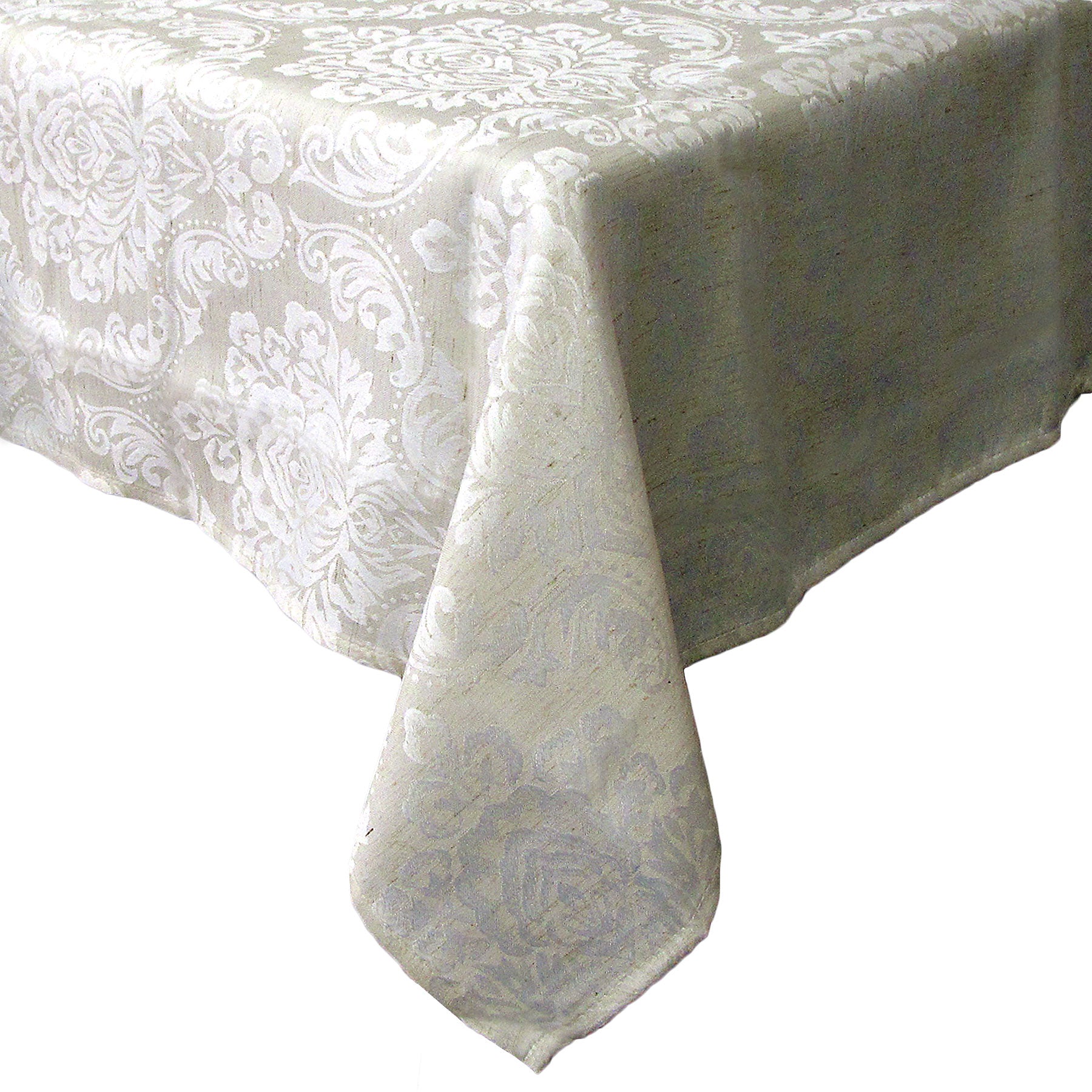 Royale Damask Jacquard Linen Polyester Table Cloth Cream 160 x 270 cm - SuperSaverAU - view 1
