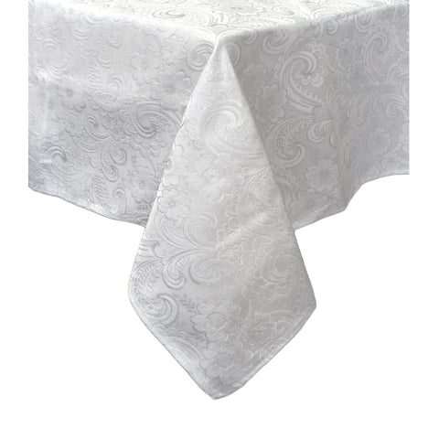 Salonika Blossom Tablecloth White Floral Jacquard 180 x 400 cm - SuperSaverAU - view 1