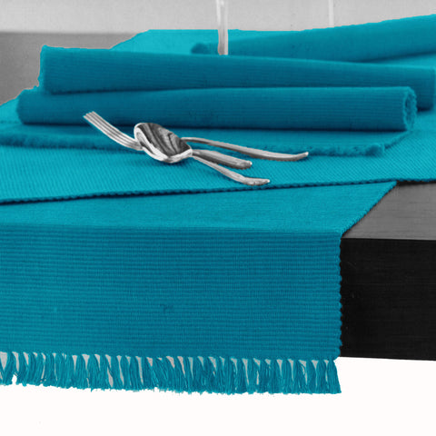 Hoydu Cotton Ribbed Table Runner 45cm x 150cm - Machine Washable, Blue Bird - SuperSaverAU - view 1