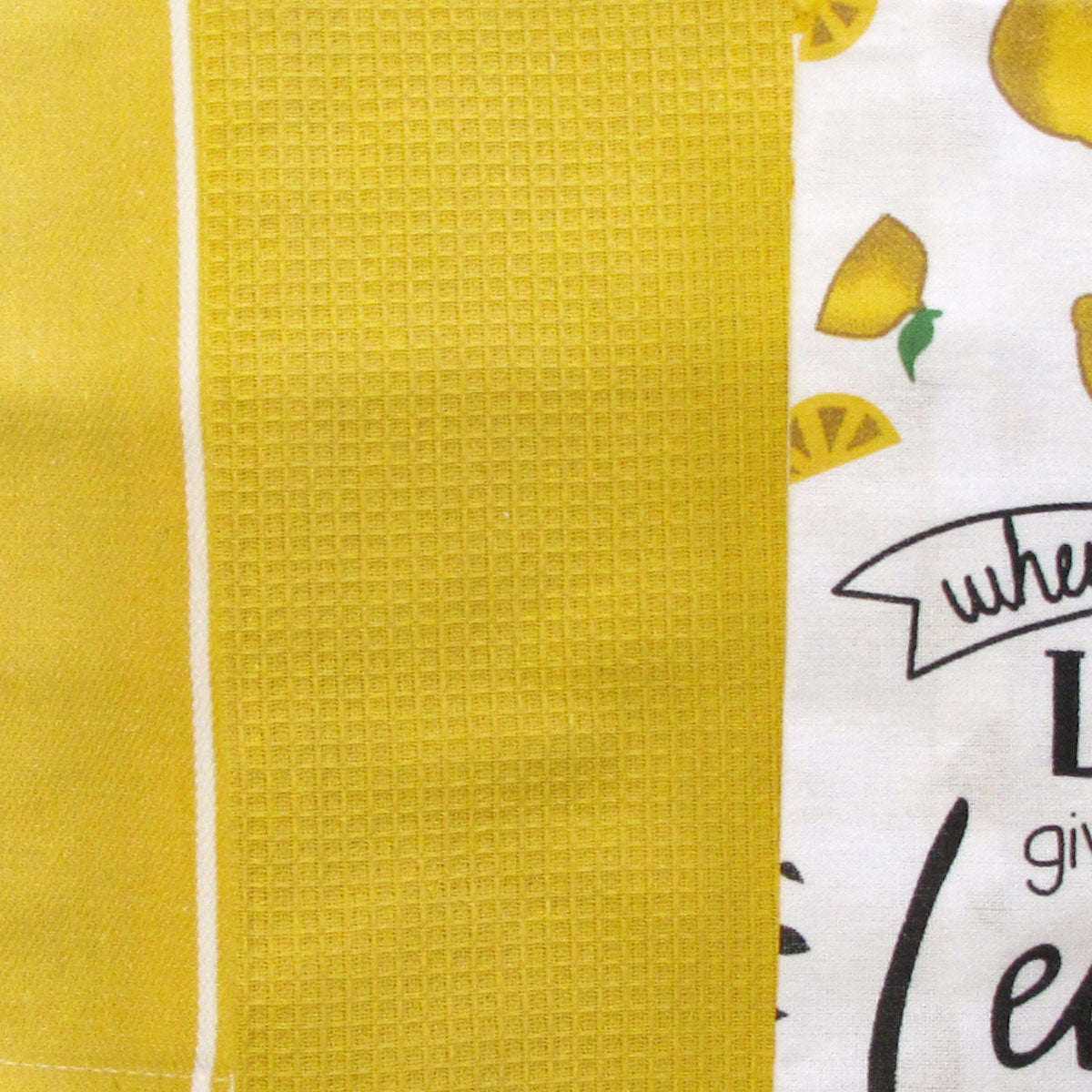 Home Oasis Printed Cotton Rich Tea Towels - Lemon Yellow, 3 Pack