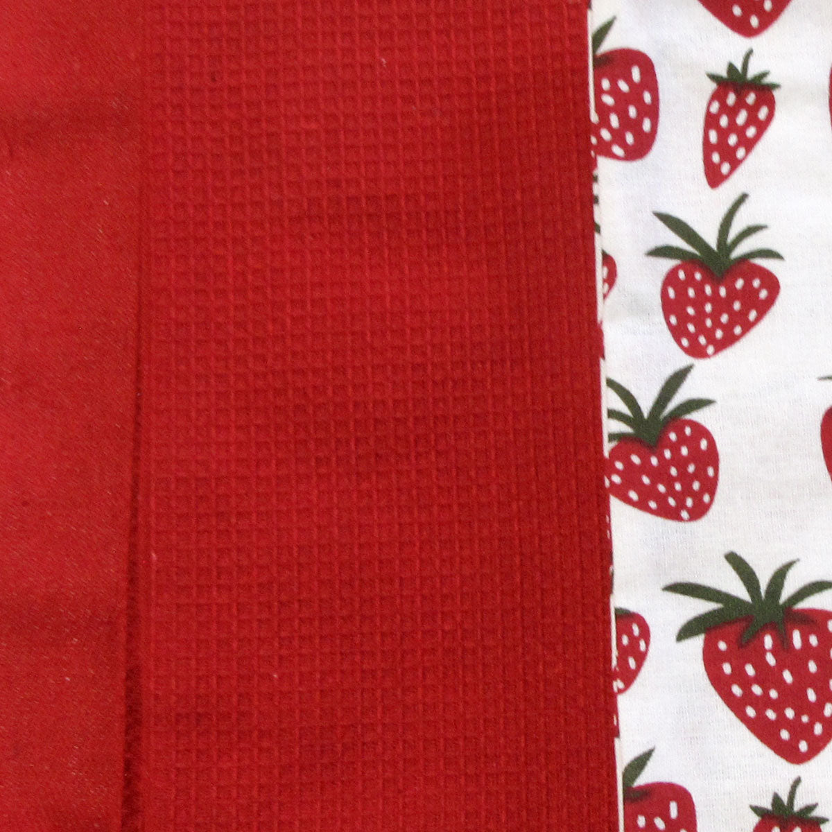 Home Oasis Printed Cotton Rich Tea Towels - Strawberry Red, 3 Pack