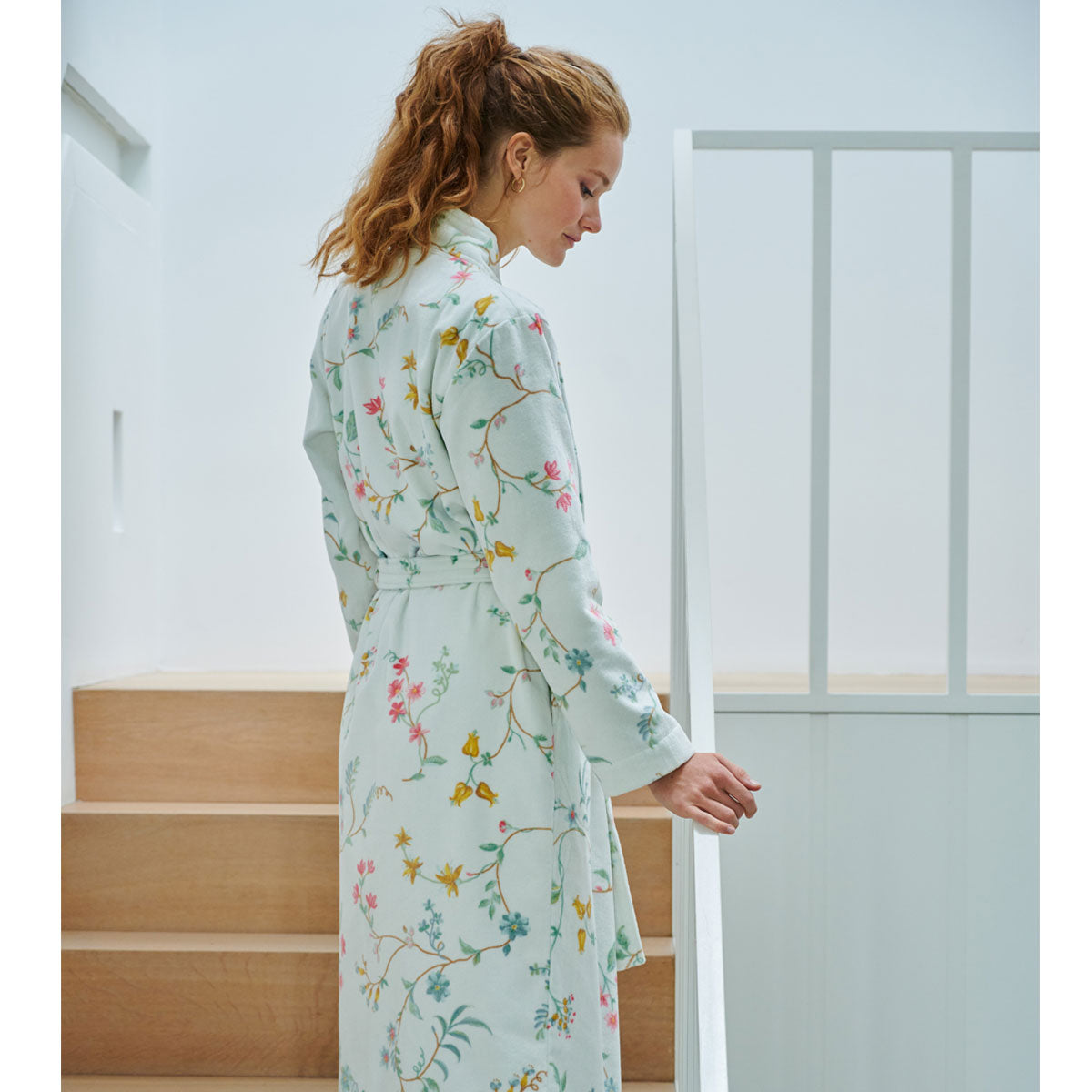 PIP Studio Les Fleurs Cotton Bath Robe White - Floral Print, Size M - SuperSaverAU - view 2