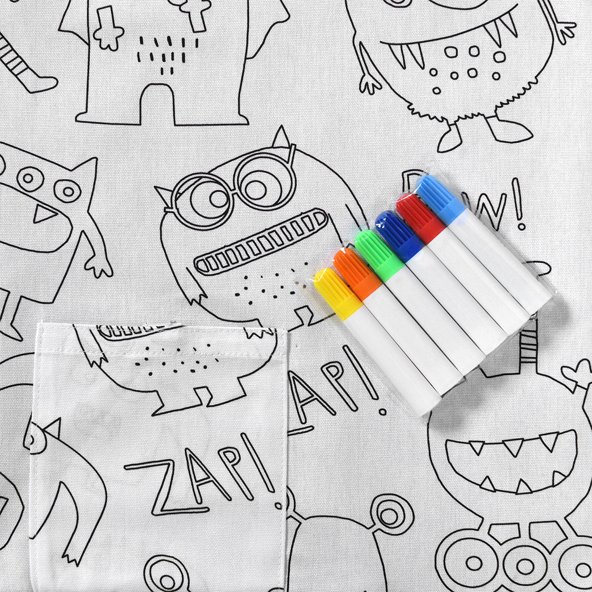 Happy Kids Monster Squad Colour Me In Picnic Blanket 125 x 125 cm with Markers - SuperSaverAU - view 4