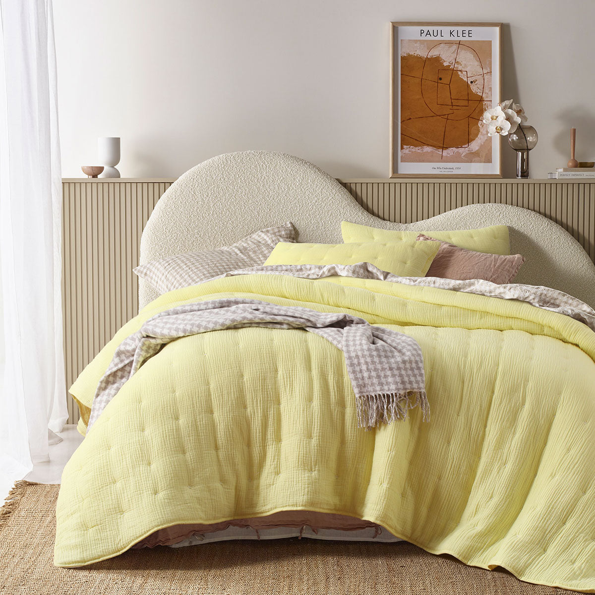 Vintage Design Homewares 3 Piece Cotton Gauze Quilted Comforter Set Butter King - SuperSaverAU - view 1