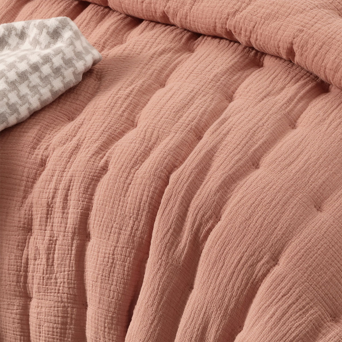 Vintage Design Homewares 3 Piece Cotton Gauze Quilted Comforter Set Clay Queen - SuperSaverAU - view 2