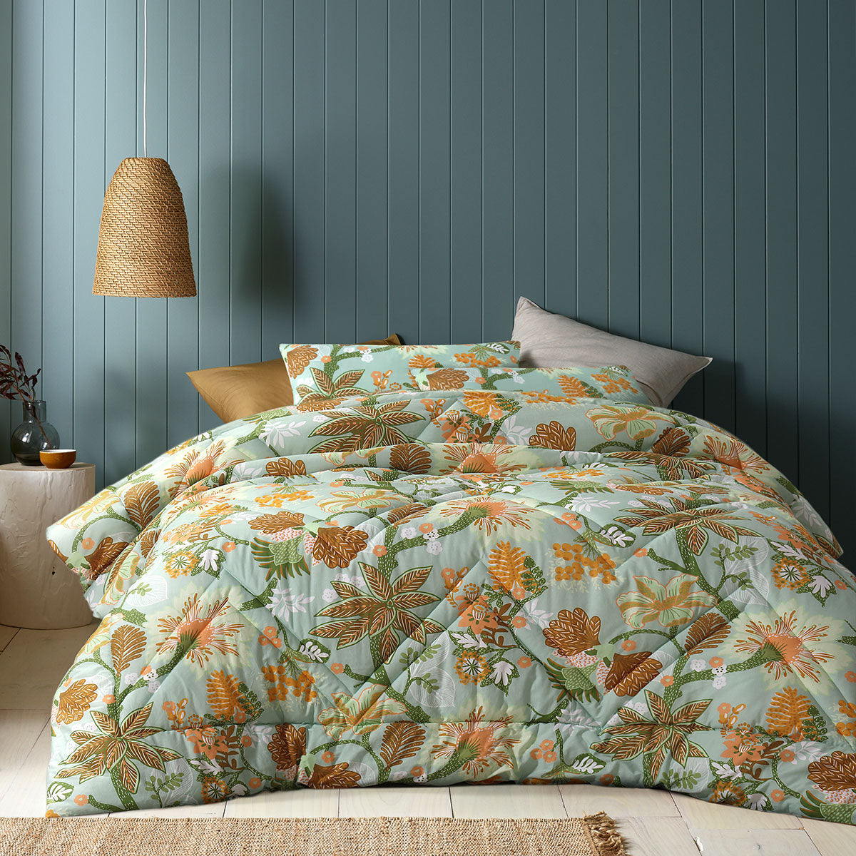 Accessorize Kienze Washed Cotton Floral Printed 3 Piece Comforter Set Queen - SuperSaverAU - view 1