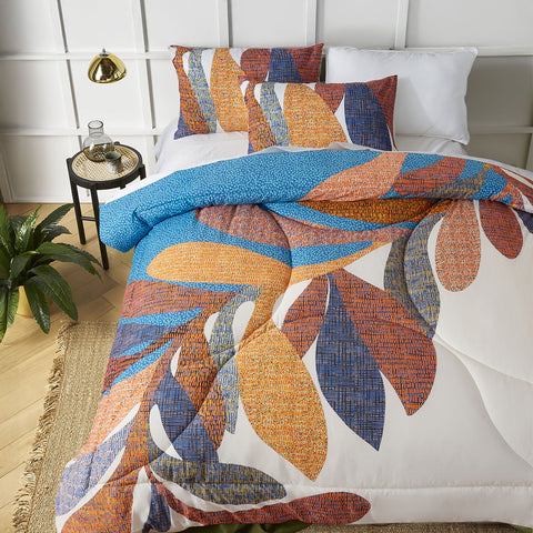 Accessorize Sorrel Foliage Comforter Set with Cotton Cover - White, King