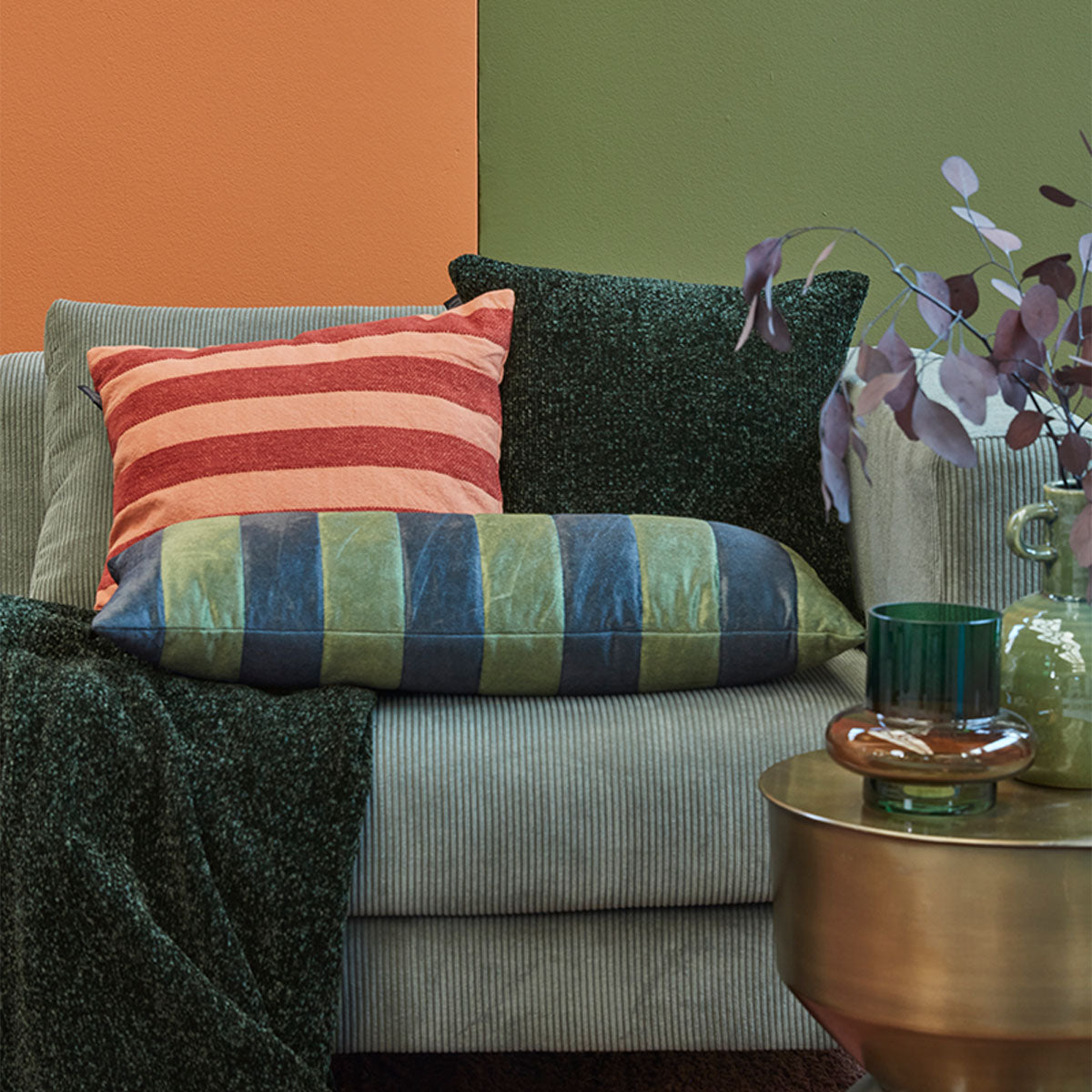 KAAT Amsterdam Jits Textured Filled Cushion – Green 45 x 45cm