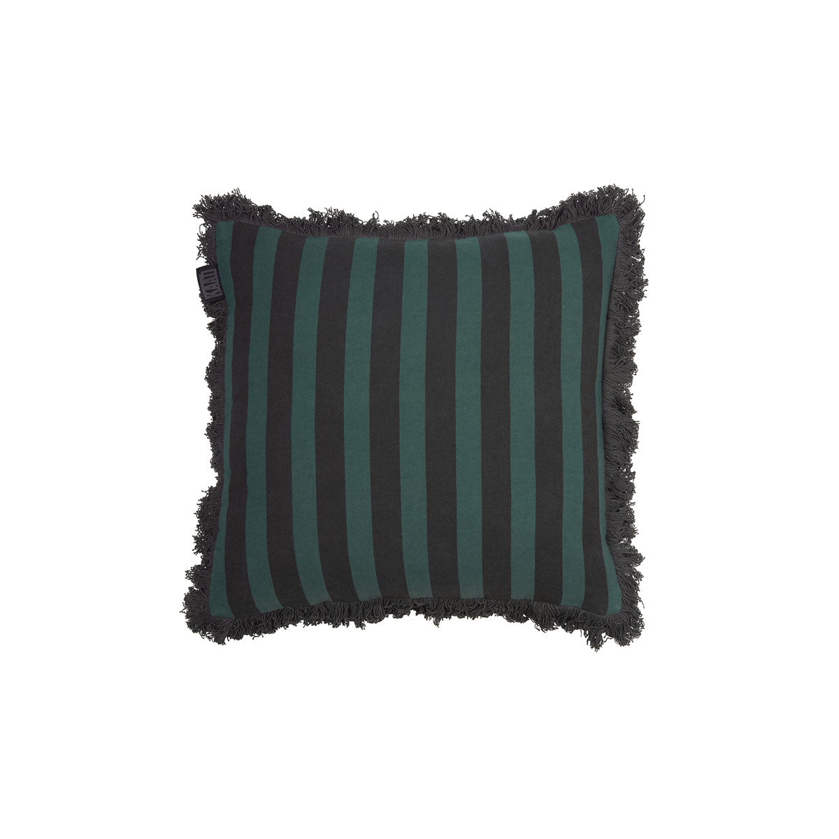 KAAT Amsterdam Viggo Stripe Fringe Filled Cushion – Green 45 x 45cm