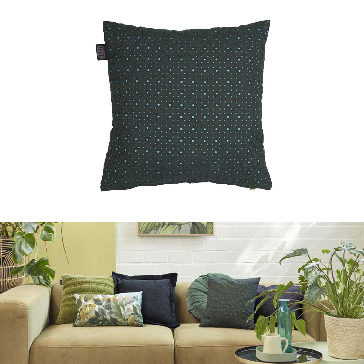 Bedding House Chelsy Decorative Cotton Cushion 40cm x 40cm - Green, Applique Design - SuperSaverAU - view 1