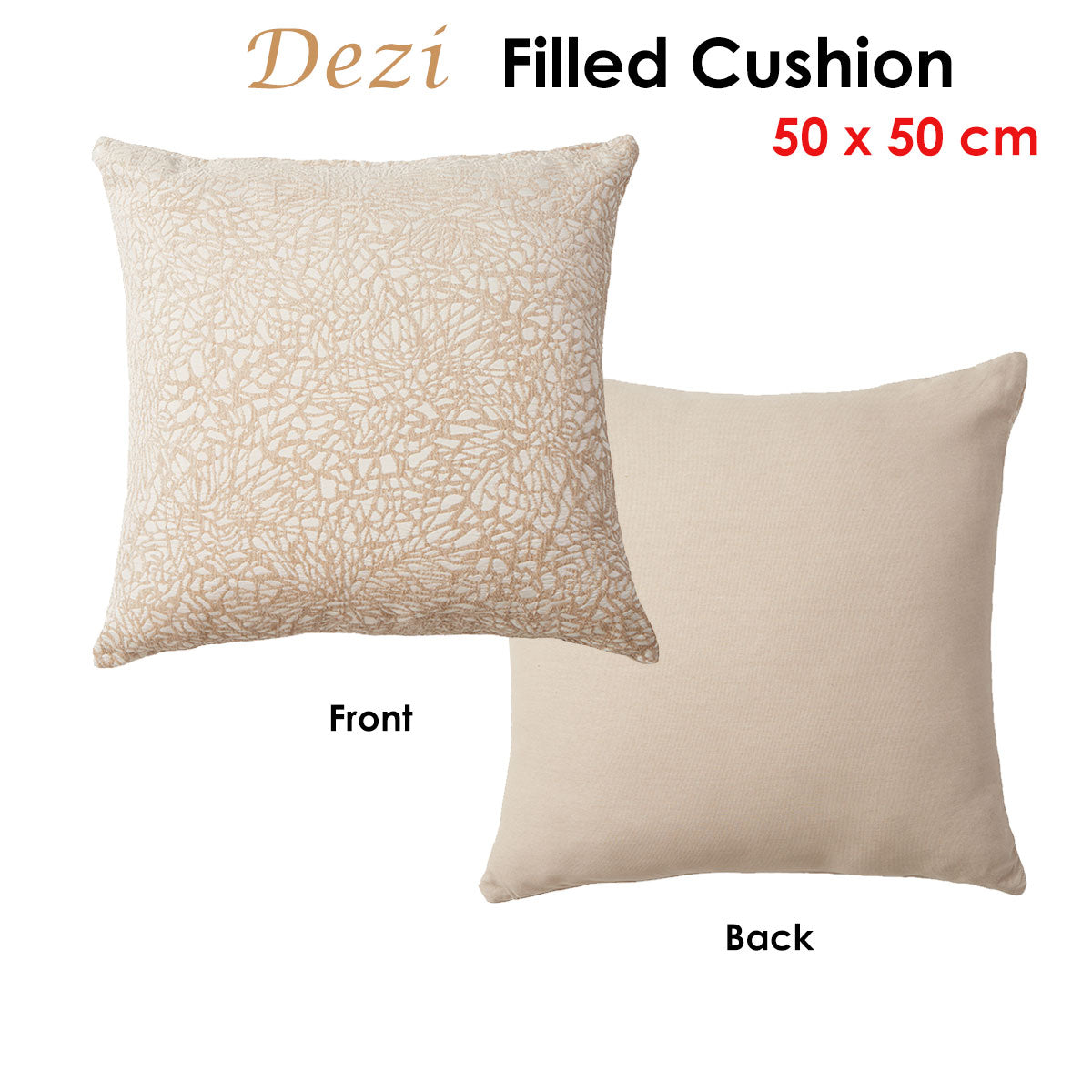 Accessorize Dezi Filled Cushion 50x50cm - Abstract Design in Taupe and Cream - SuperSaverAU - view 2
