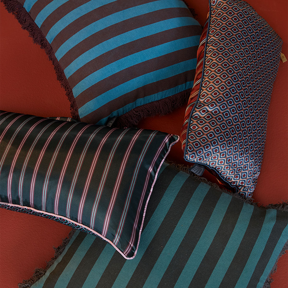 KAAT Amsterdam Meja Reversible Satin Cushion – Green 30 x 50cm