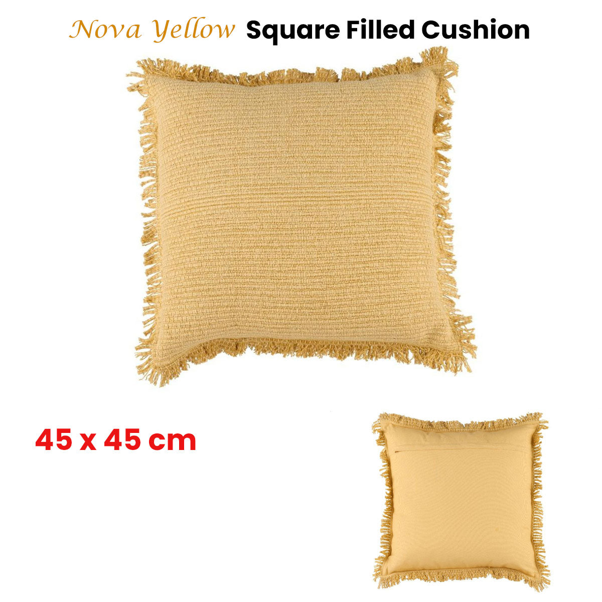 Accessorize Nova Yellow Square Filled Cushion 45cm x 45cm - Knitted Design - SuperSaverAU - view 2