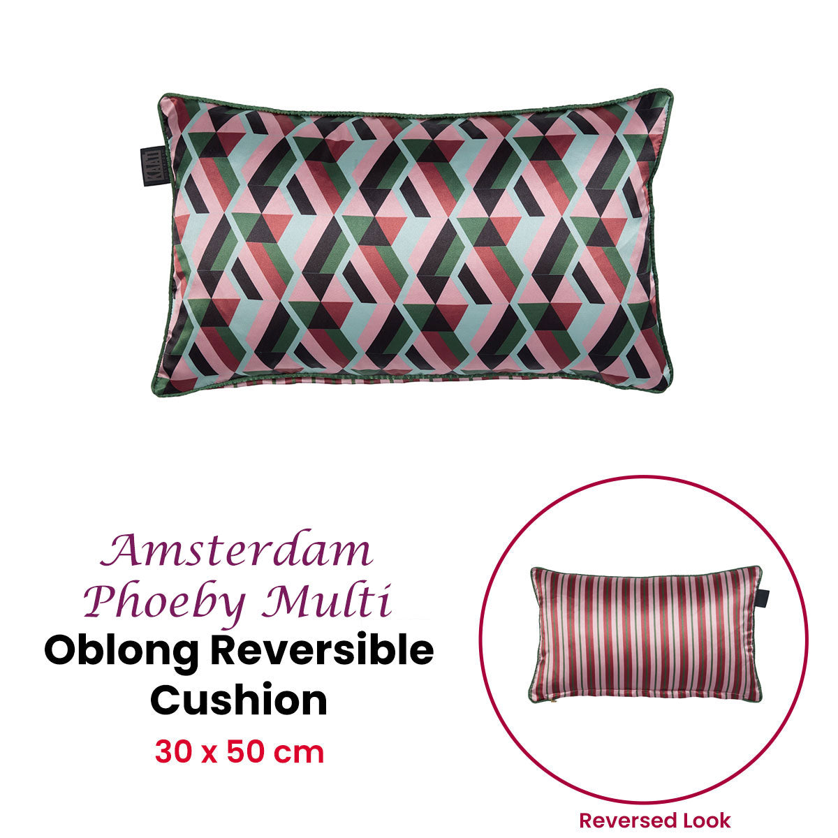 KAAT Amsterdam Phoeby Reversible Satin Cushion – Multi 30 x 50cm