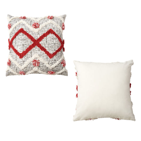 Accessorize Ronan White Red Filled Square Cushion 45x45cm with Applique Design - SuperSaverAU - view 1
