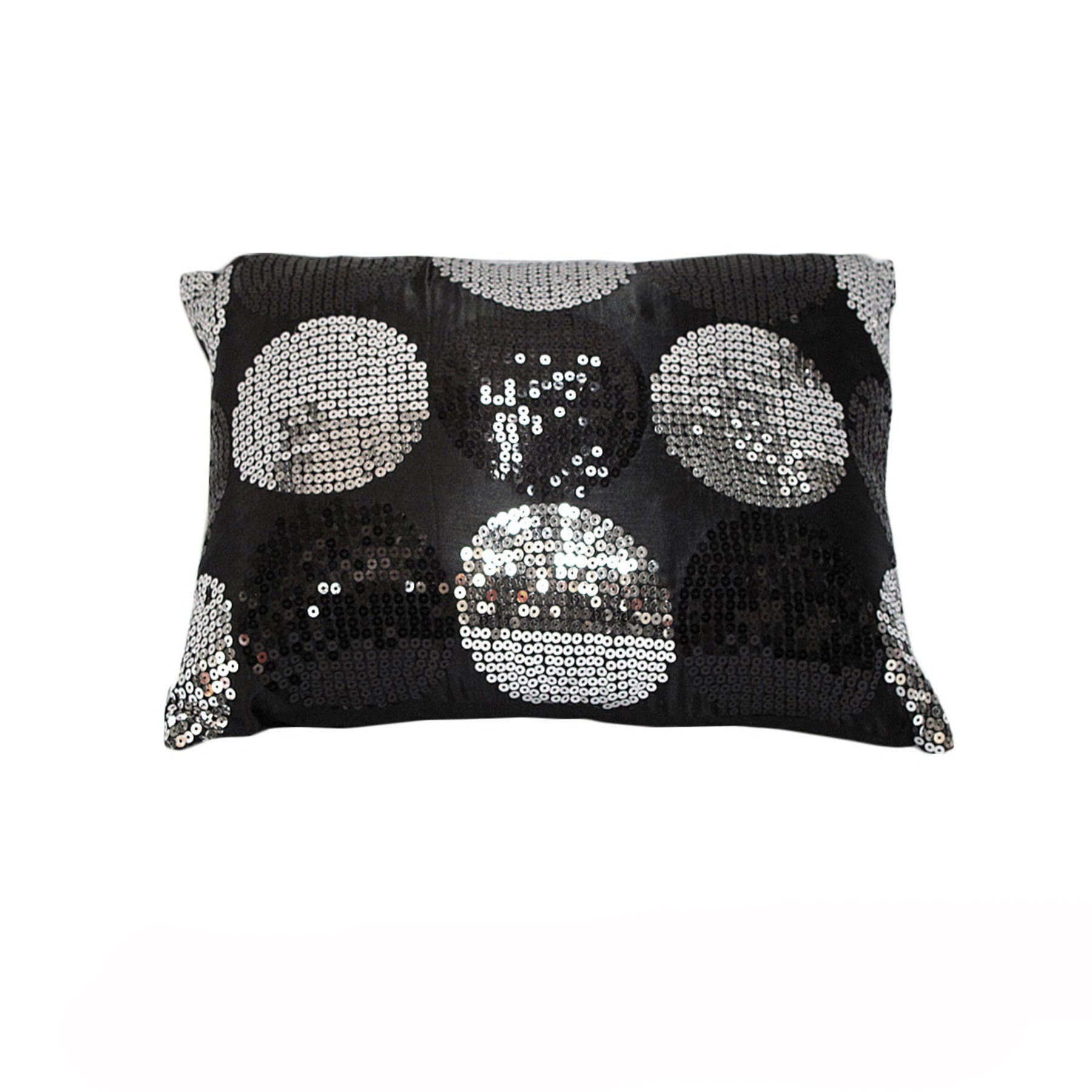 Sequined Black Silver Cushion 45 x 45 cm - Soft Polyester, Spot Clean Only - SuperSaverAU - view 1