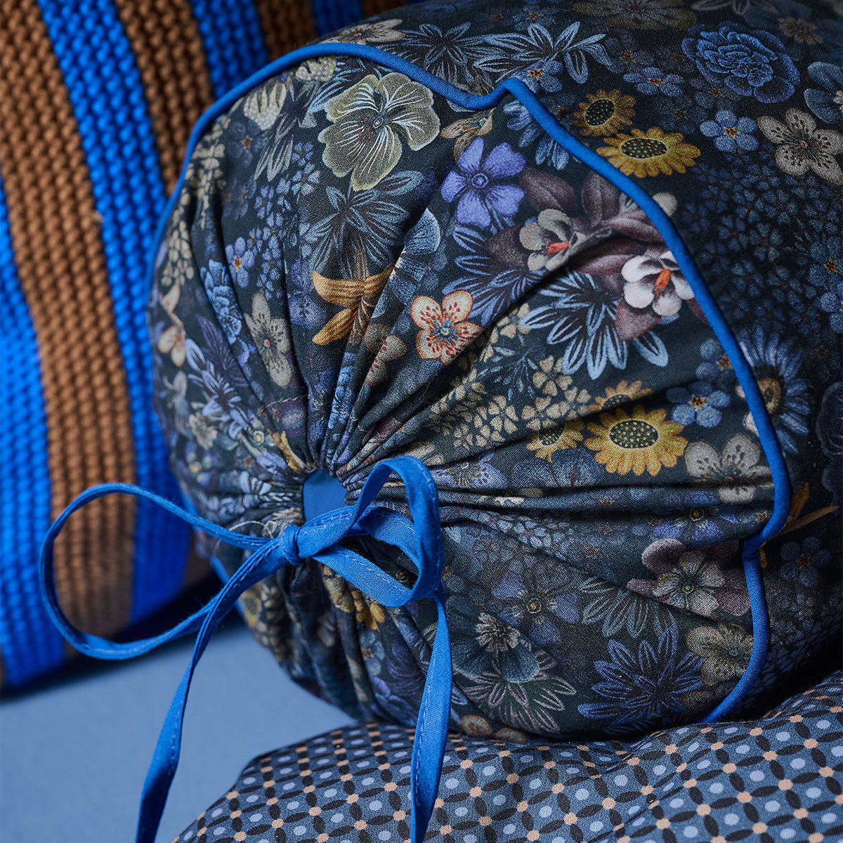 PIP Studio Tutti i Fiori Dark Blue Cotton Roll Cushion 22cm x 70cm - SuperSaverAU - view 3