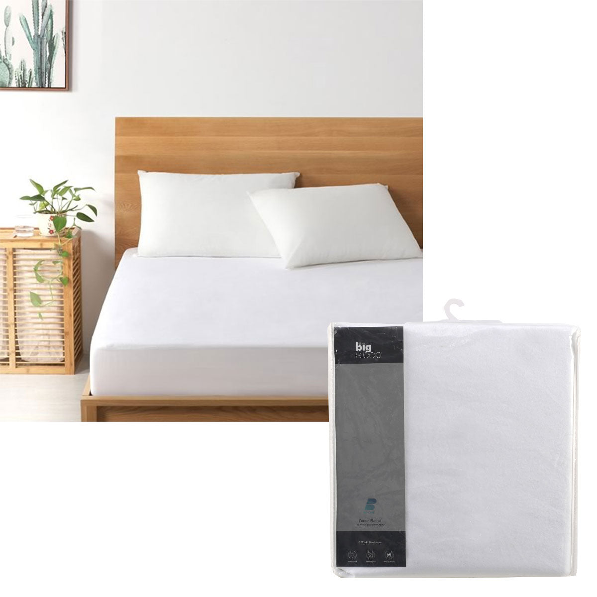 Big Sleep Cotton Flannel Waterproof Mattress Protector Single - 100% Cotton, Breathable - SuperSaverAU - view 1