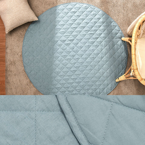 Little Gem Round Linen Cotton Baby Play Mat 130cm Diameter - Quilted, Machine Washable - SuperSaverAU - view 1