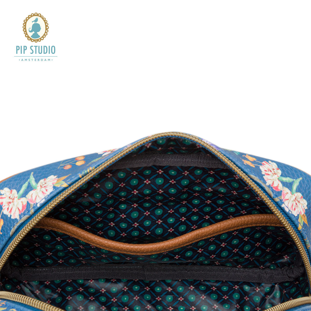 PIP Studio Petites Fleurs Dark Blue PU Leather Small Square Cosmetic Bag with Floral Print - SuperSaverAU - view 4