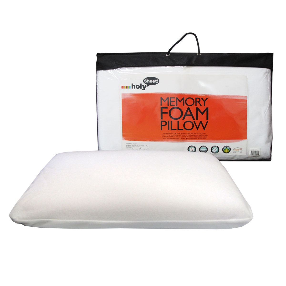Memory Foam Pillow Medium Feel - 70 x 42 cm, Visco-elastic Foam, Removable Cover - SuperSaverAU - view 1