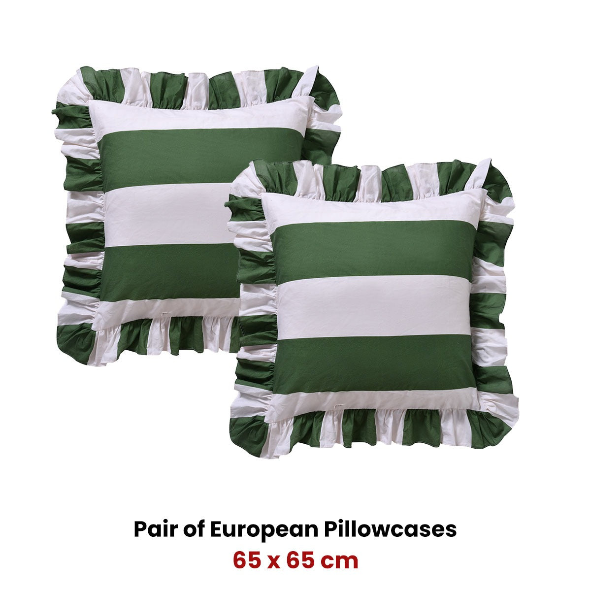 Vintage Design Candy Ruffle Green Pillowcases - 65 x 65cm - SuperSaverAU - view 2