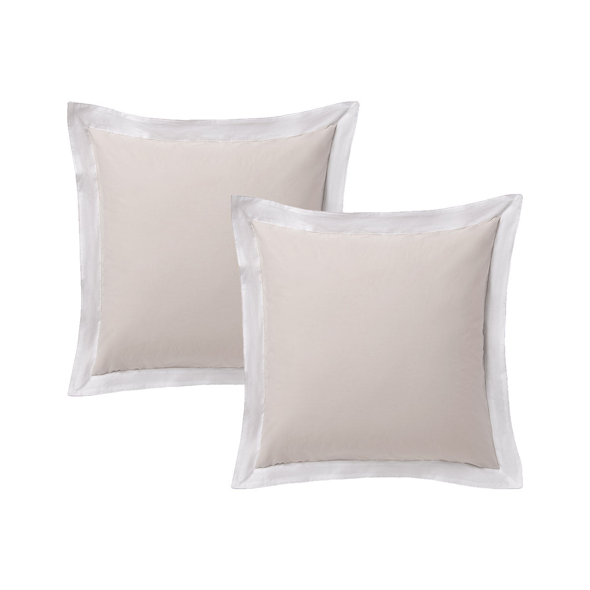 Accessorize White/Natural Tailored Hotel Deluxe Cotton European Pillowcases 65cm x 65cm - SuperSaverAU - view 1