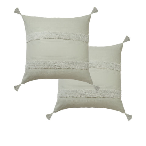 Accessorize Indra Cotton Tassel European Pillowcases 65 x 65 cm - Grey - SuperSaverAU - view 1