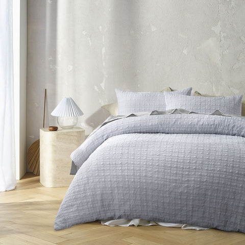 Accessorize Augusta Ruched Quilt Cover Set - Grey, Double