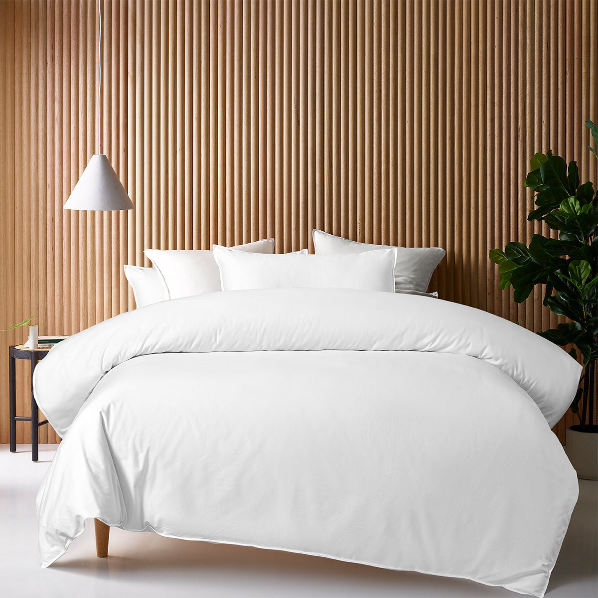 Accessorize 400TC White Bamboo Cotton Double Stitched Quilt Cover Set King - SuperSaverAU - view 1