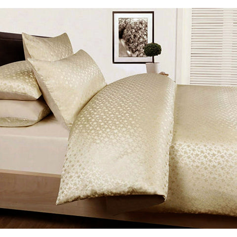 Accessorize Bouquet Cream Jacquard Quilt Cover Set 180 x 210 cm, Floral Design - SuperSaverAU - view 1