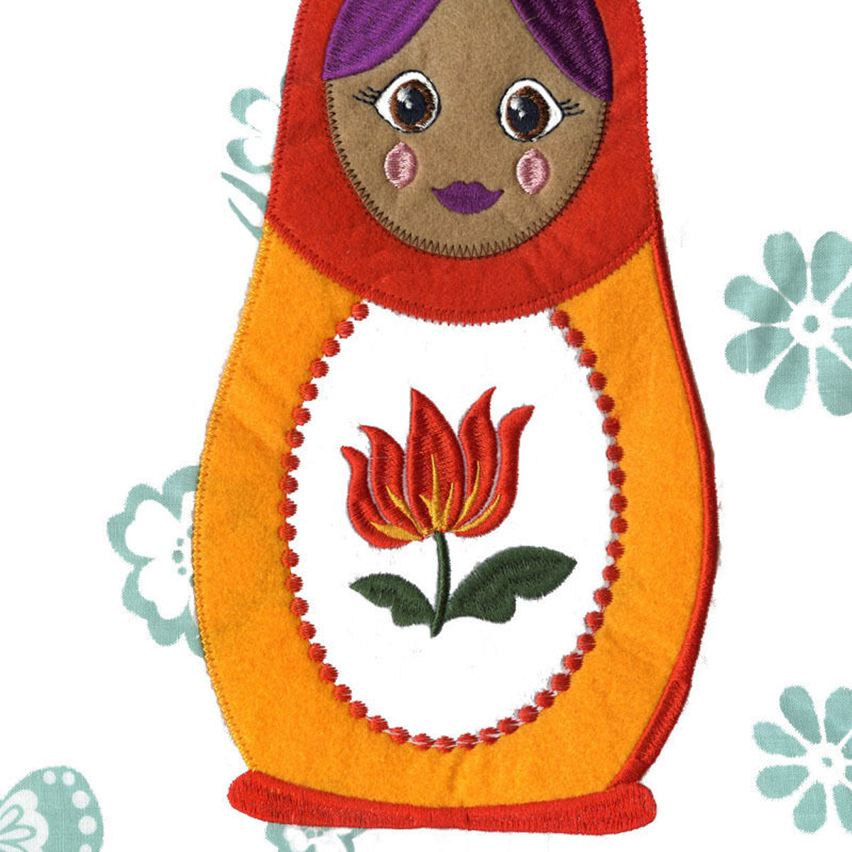 Happy Kids Chenka Quilt Cover Set Single - Matryoshka Dolls Embroidery, 180 TC - SuperSaverAU - view 1