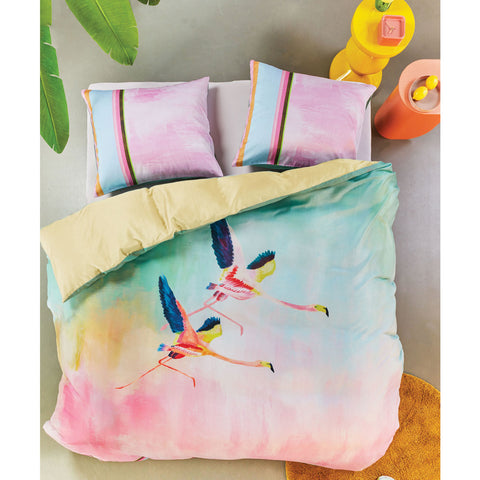 Oilily Colourful Birds Multi Quilt Cover Set King - Flamingos Print, 100% Cotton - SuperSaverAU - view 1