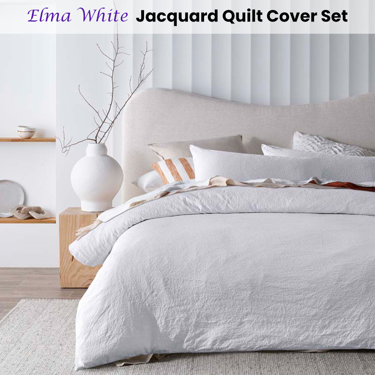 Accessorize Elma White Jacquard Quilt Cover Set King - Timeless Design, Comfort - SuperSaverAU - view 2