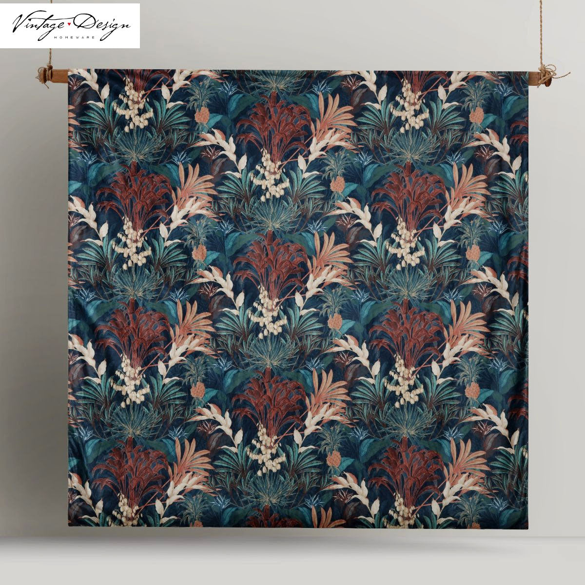 Vintage Design Homeware Etheridge Printed Velvet Quilt Cover Set Queen - Foliage Design, 210 x 210 cm - SuperSaverAU - view 1