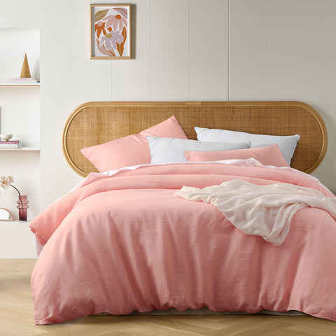 Vintage Design Homewares Peach French Linen Quilt Cover Set King - 100% Linen, Easy Care - SuperSaverAU - view 1