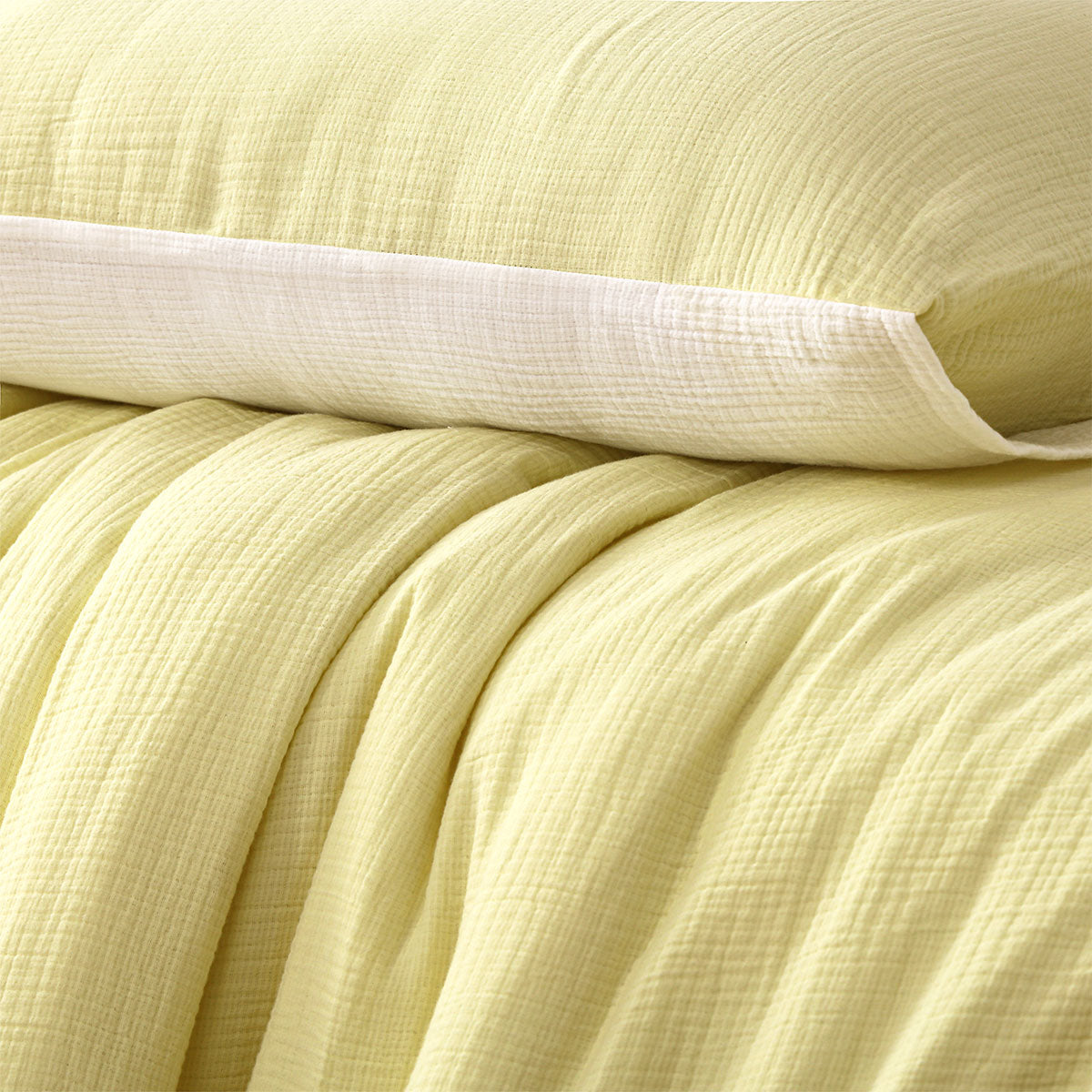 Vintage Design Homewares Hugo Reversible White Butter Cotton Quilt Cover Set Queen - SuperSaverAU - view 3