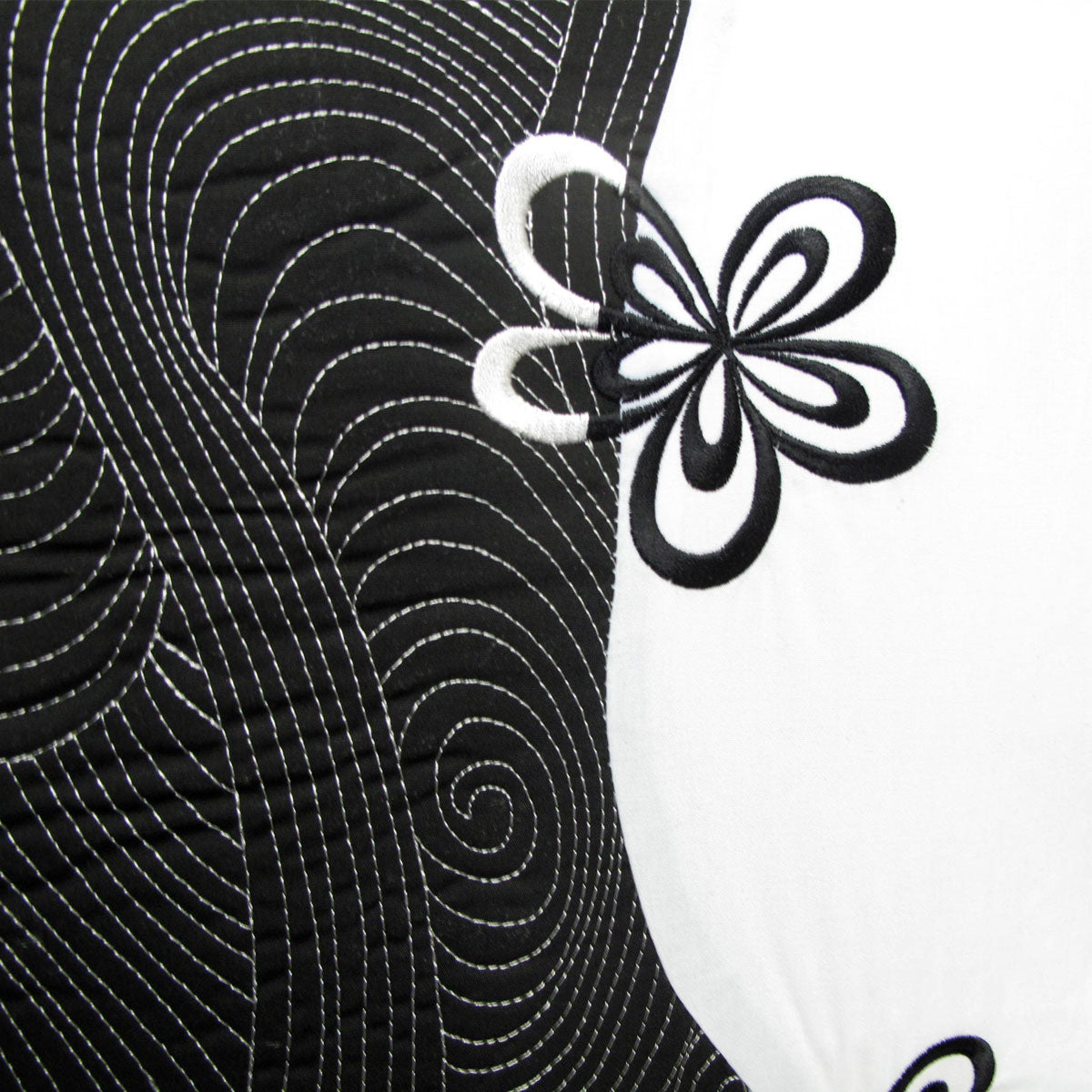Accessorize Hypnotic Black Embroidered Quilt Cover Set Queen - Wavy Pattern, Soft Polyester Cotton - SuperSaverAU - view 3