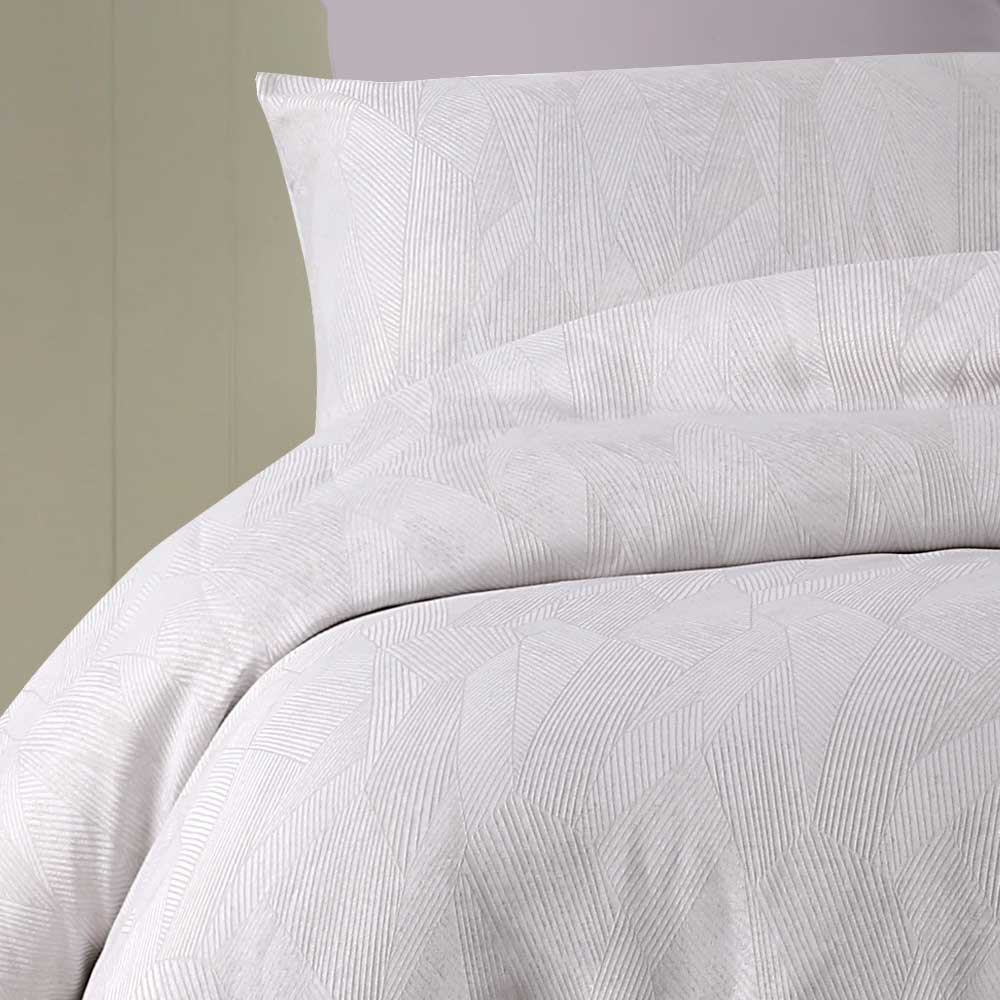 Accessorize Jacquard Quilt Cover Set Queen - Silver & Grey, 3 Pieces - SuperSaverAU - view 2