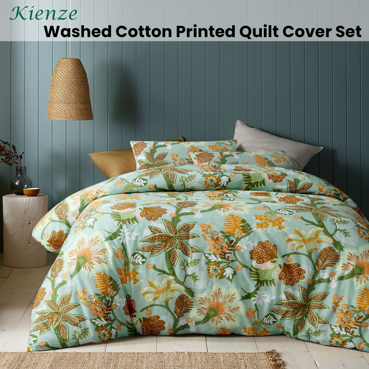Accessorize Kienze Washed Cotton Floral Printed Quilt Cover Set Queen - SuperSaverAU - view 2