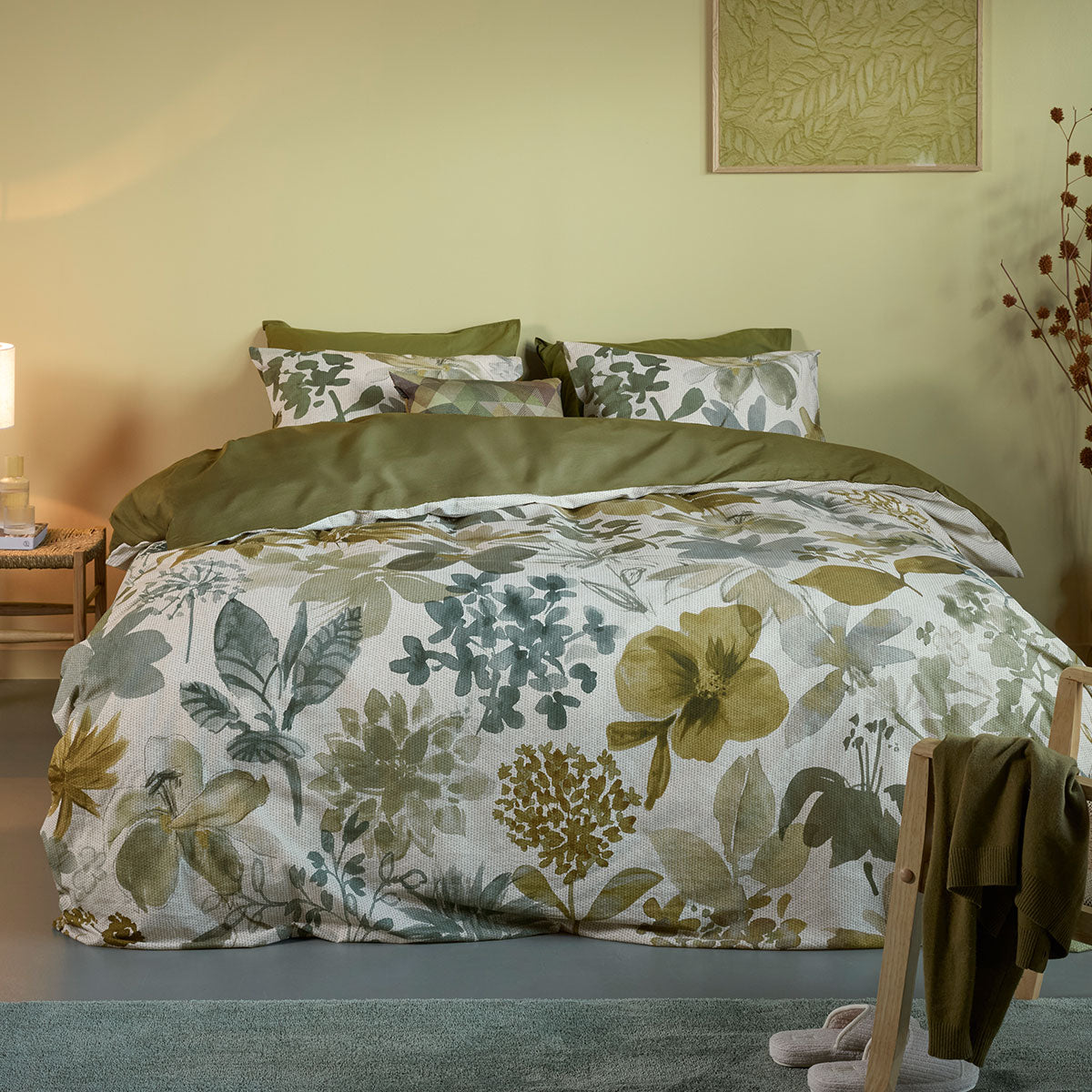 Bedding House Lilian Queen Cotton Percale Quilt Cover Set - Green Foliage - SuperSaverAU - view 1
