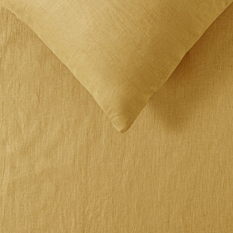 Vintage Design Homewares 100% Linen Ochre Quilt Cover Set Queen - Solid Colour Design - SuperSaverAU - view 1