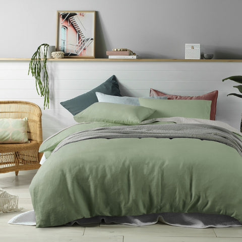 Accessorize 100% Linen Sage Quilt Cover Set - Single, Soft Touch, Minimalist Design - SuperSaverAU - view 1