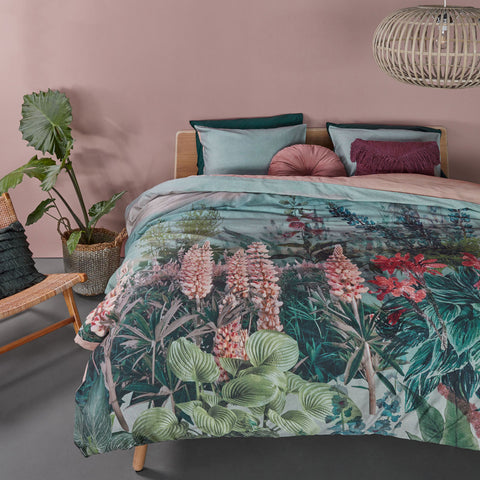 Bedding House Lupine Green Cotton Sateen Quilt Cover Set Queen - Landscape Print - SuperSaverAU - view 1