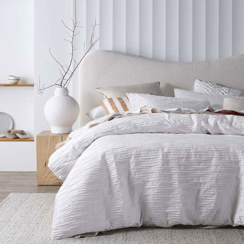 Vintage Design Homewares Malvern Cotton Quilt Cover Set - White, Single