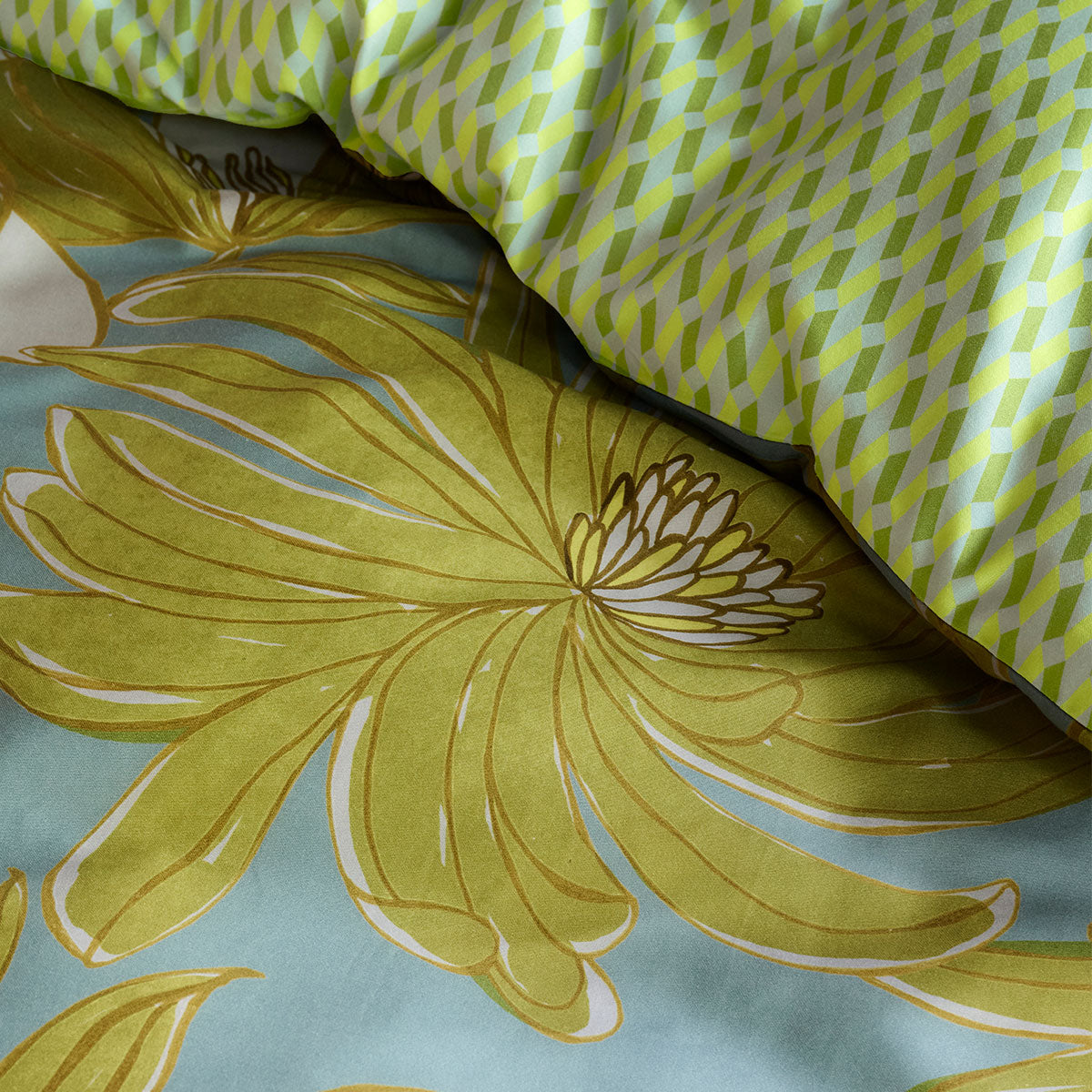 Oilily Melodi Cotton Sateen Floral Quilt Cover Set 200TC - Green, King