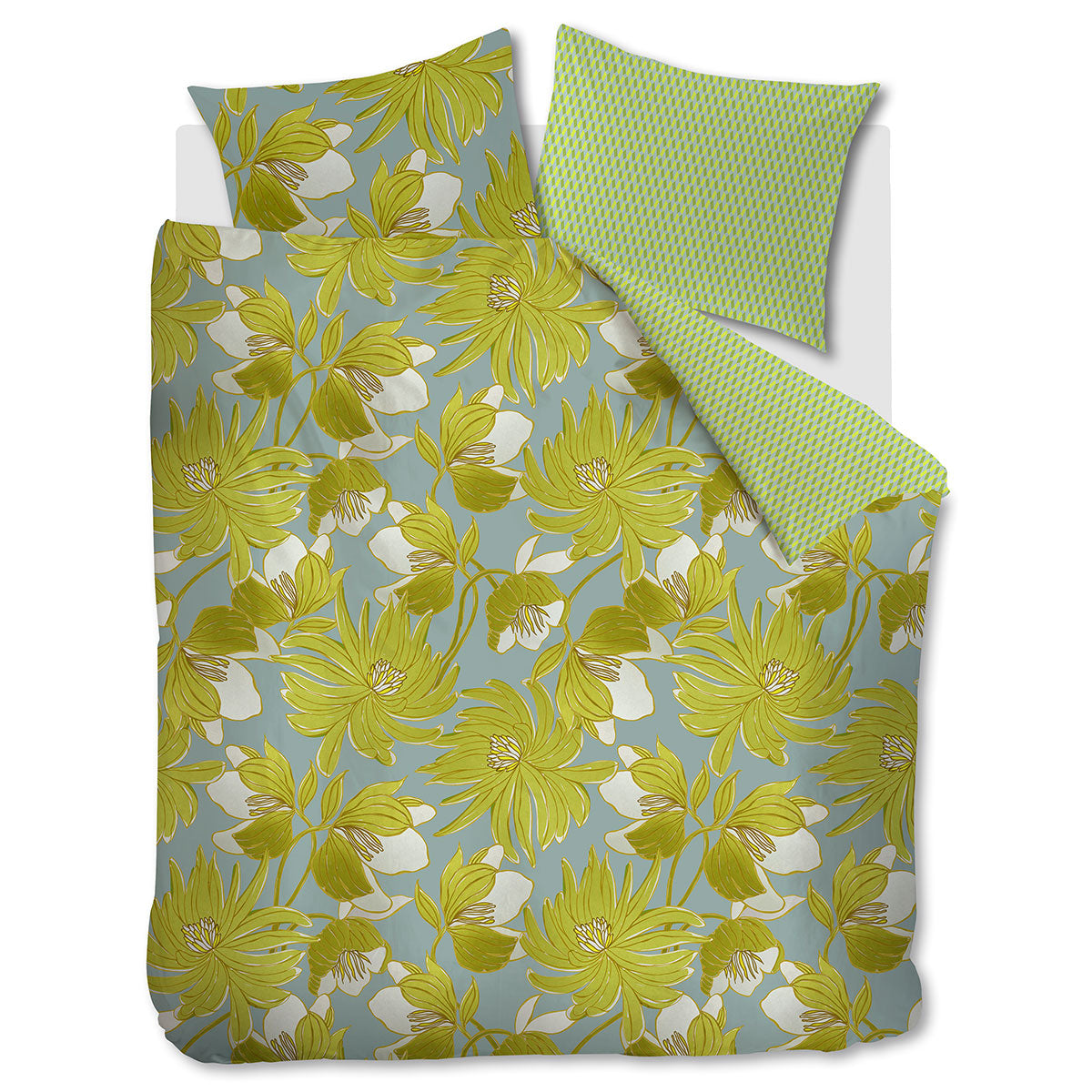 Oilily Melodi Cotton Sateen Floral Quilt Cover Set 200TC - Green, King