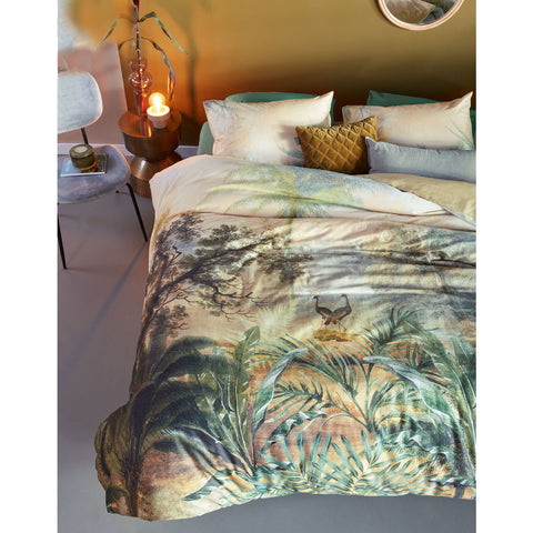Bedding House Panoramic Green Cotton Sateen Quilt Cover Set Super King - Tropical Design - SuperSaverAU - view 1
