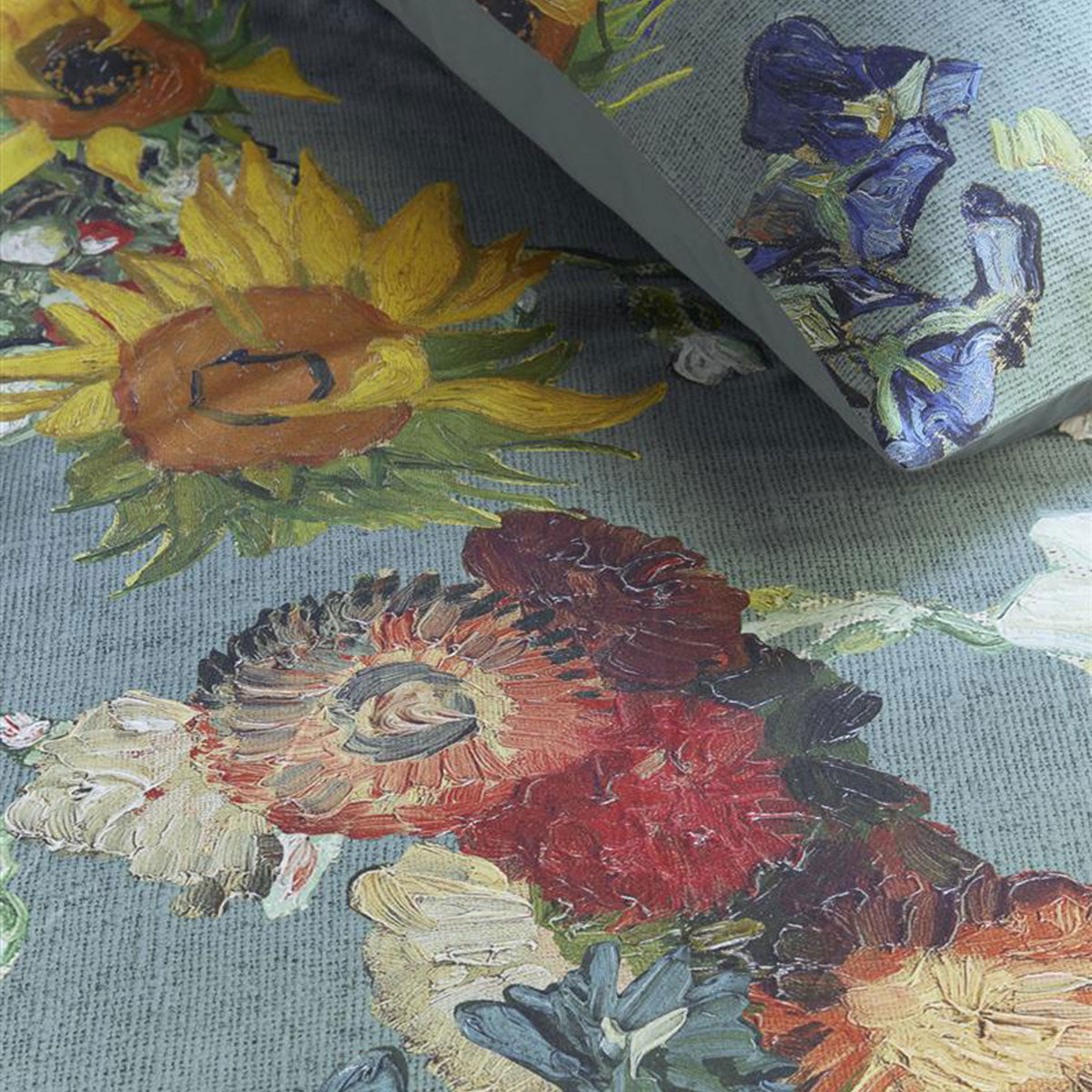 Bedding House Van Gogh Floral Quilt Cover Set Green Cotton Sateen King - SuperSaverAU - view 2